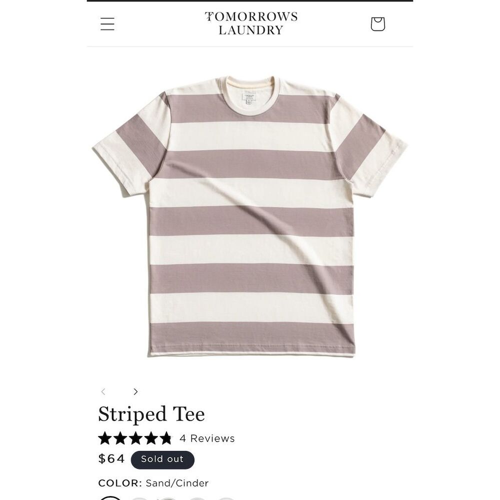 Tomorrows laundry Men's Striped Crew Neck T-Shirt Multicolor Size L